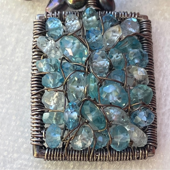 Unique Handmade Statement Necklace Pendant Oval Pearls Beading - Picture 10 of 10